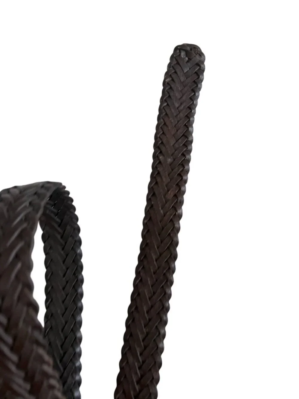 COLE HAAN Men’s Deep Brown Leather Woven Belt Size 44